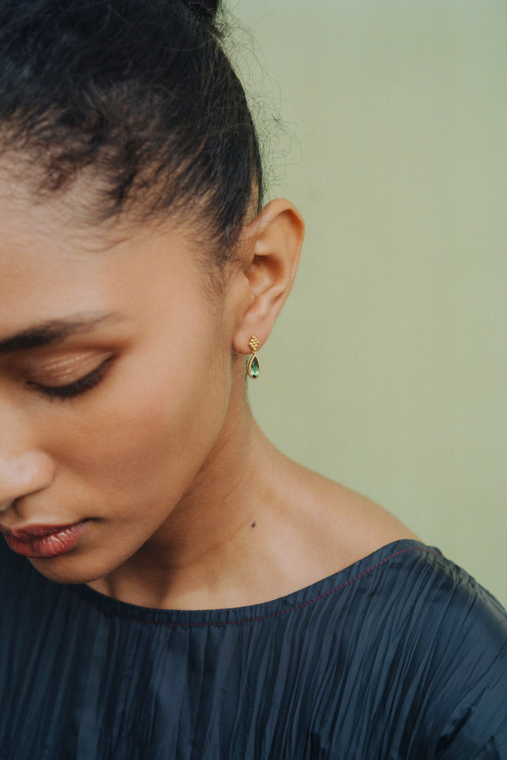 Elongated Small Green Tourmaline Nona Earrings