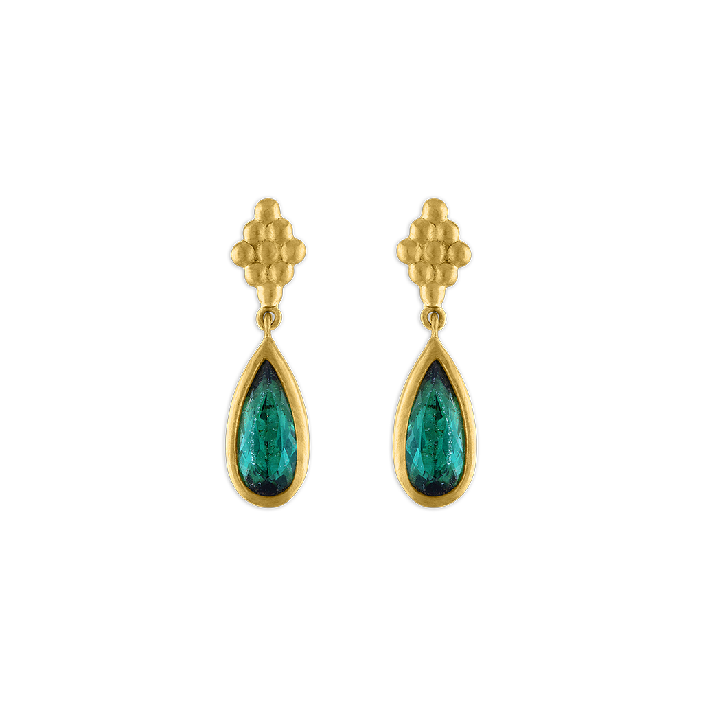 Elongated Small Green Tourmaline Nona Earrings