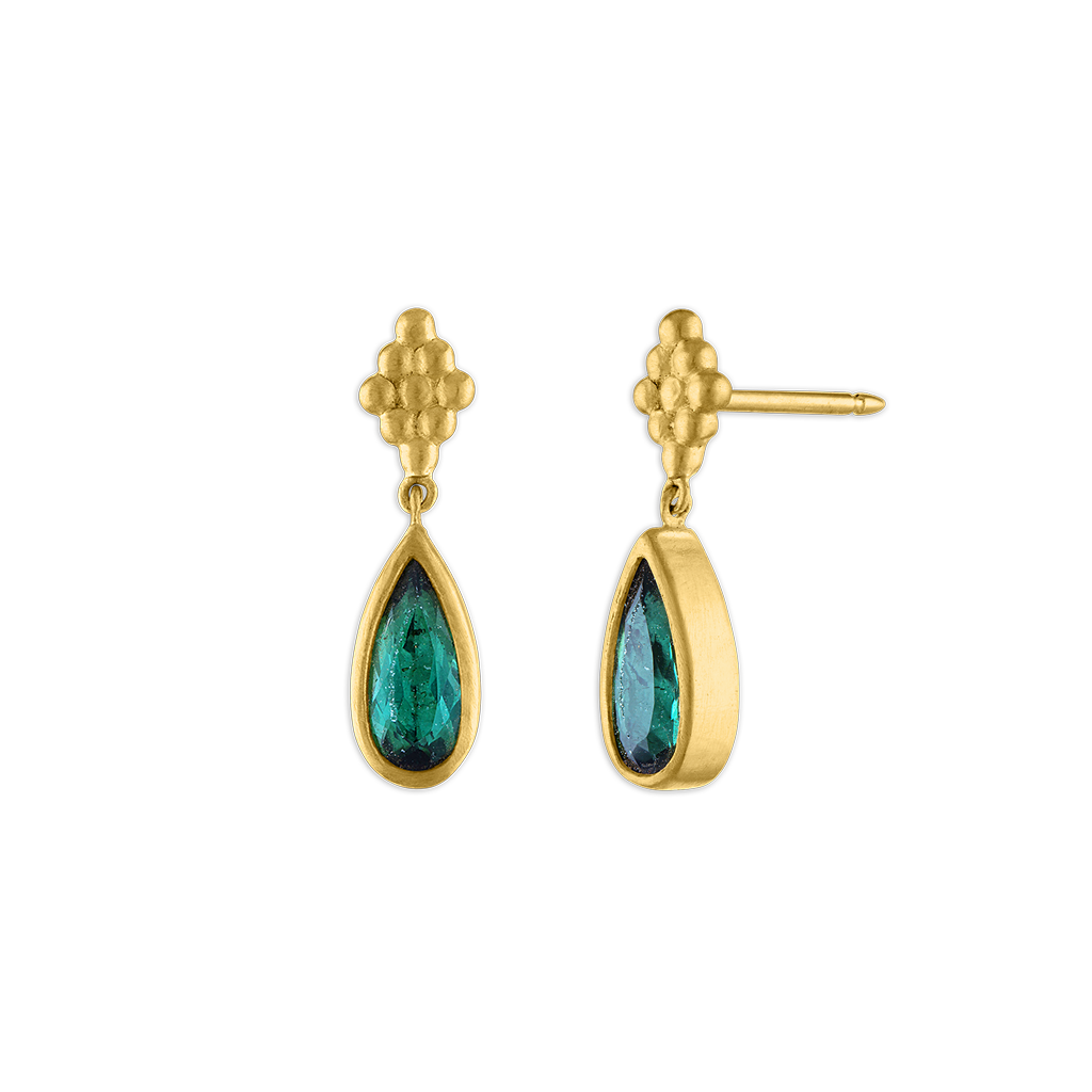 Elongated Small Green Tourmaline Nona Earrings