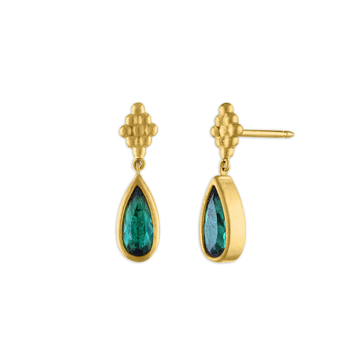 Elongated Small Green Tourmaline Nona Earrings