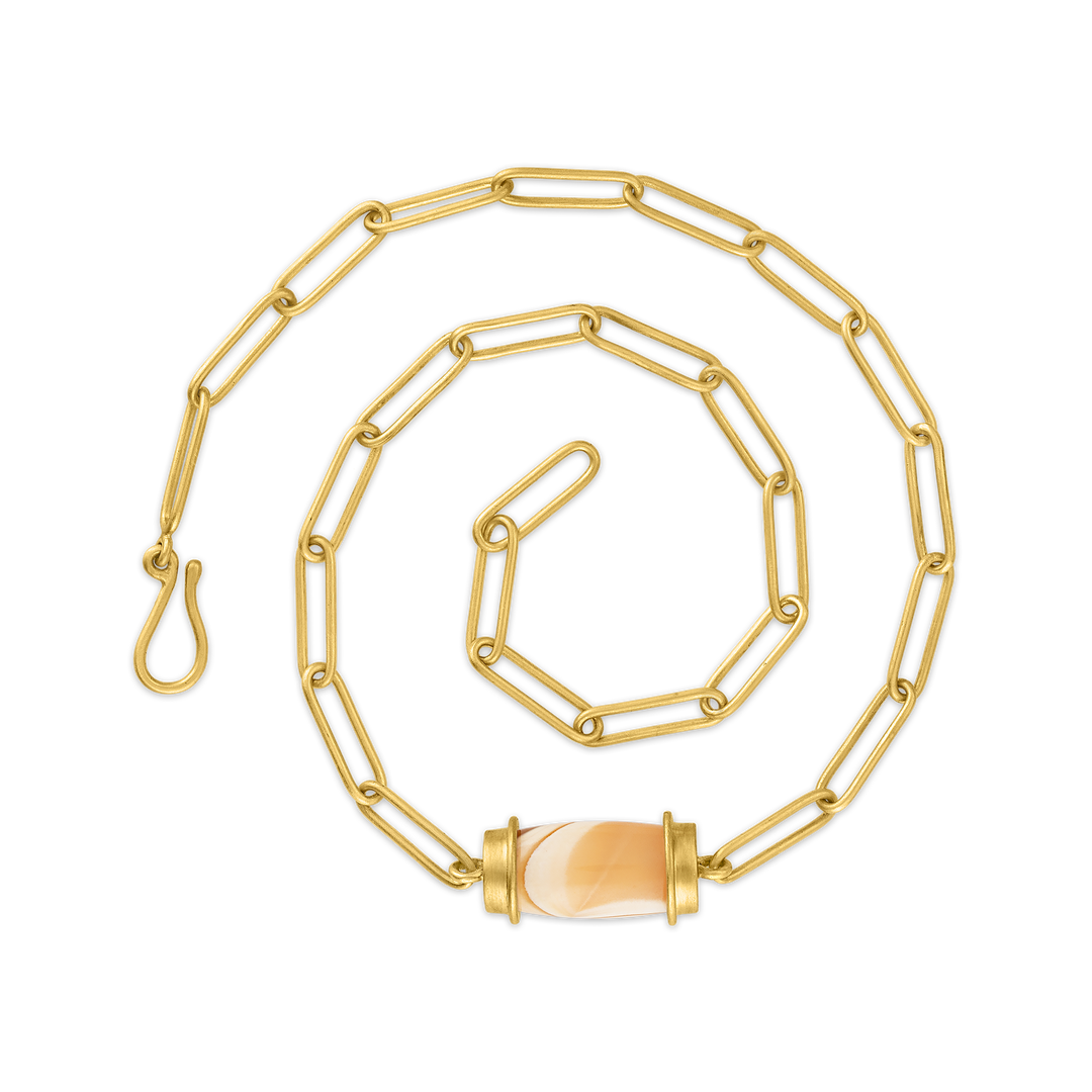 Paperlink Chain with Yellow Agate Drum
