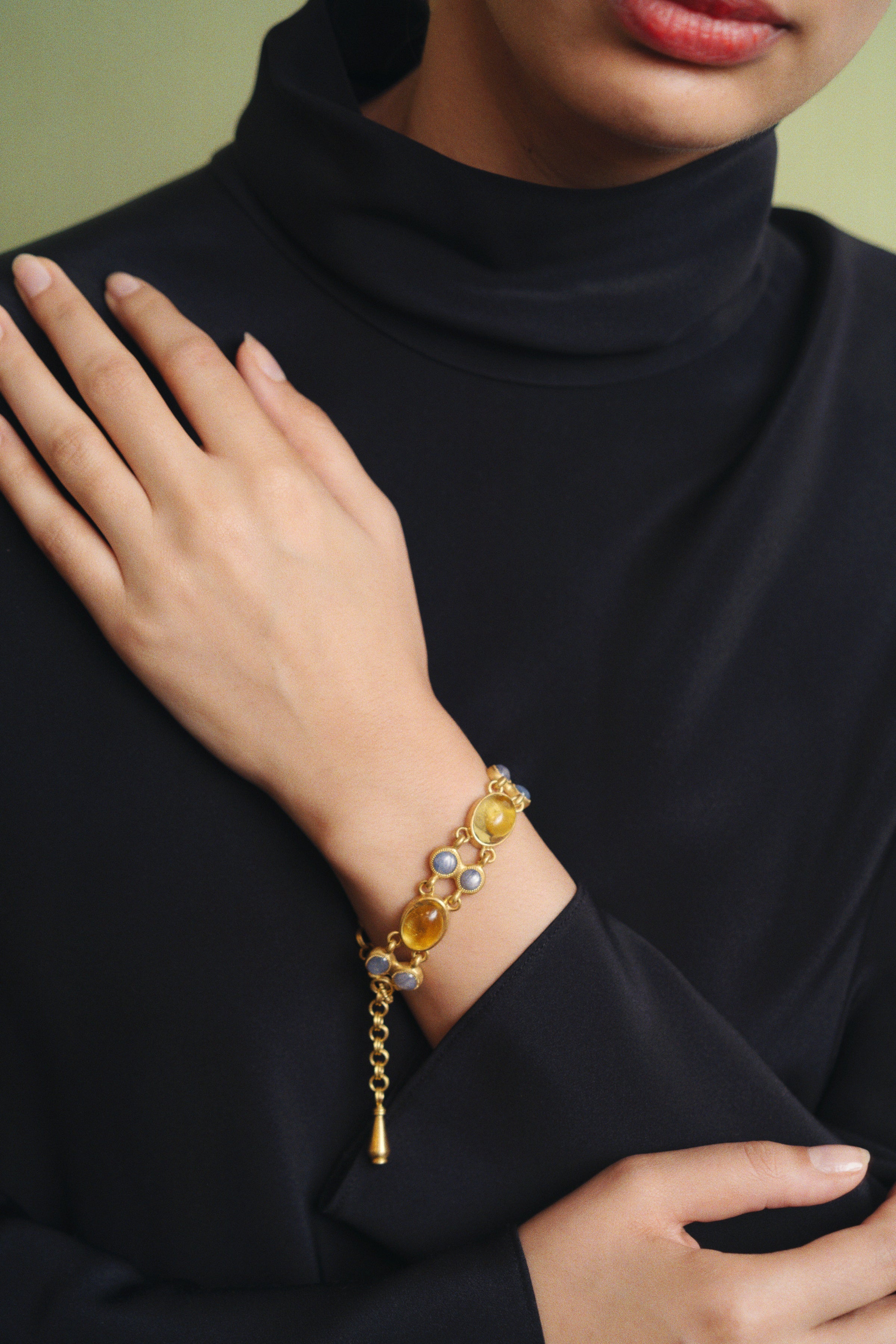 Hemera and Nyx Star Sapphire and Golden Beryl Bracelet