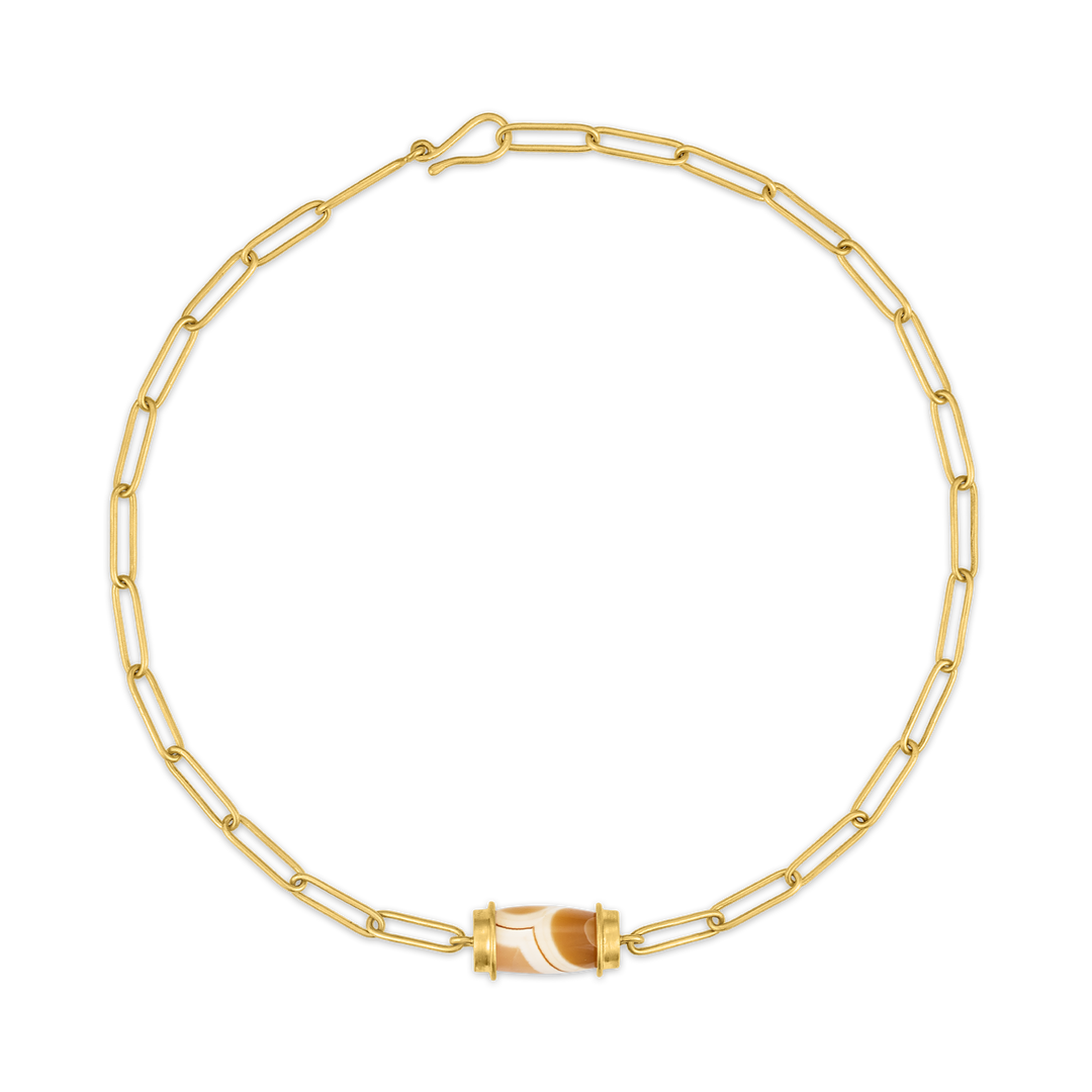 Paperlink Chain with Yellow Agate Drum