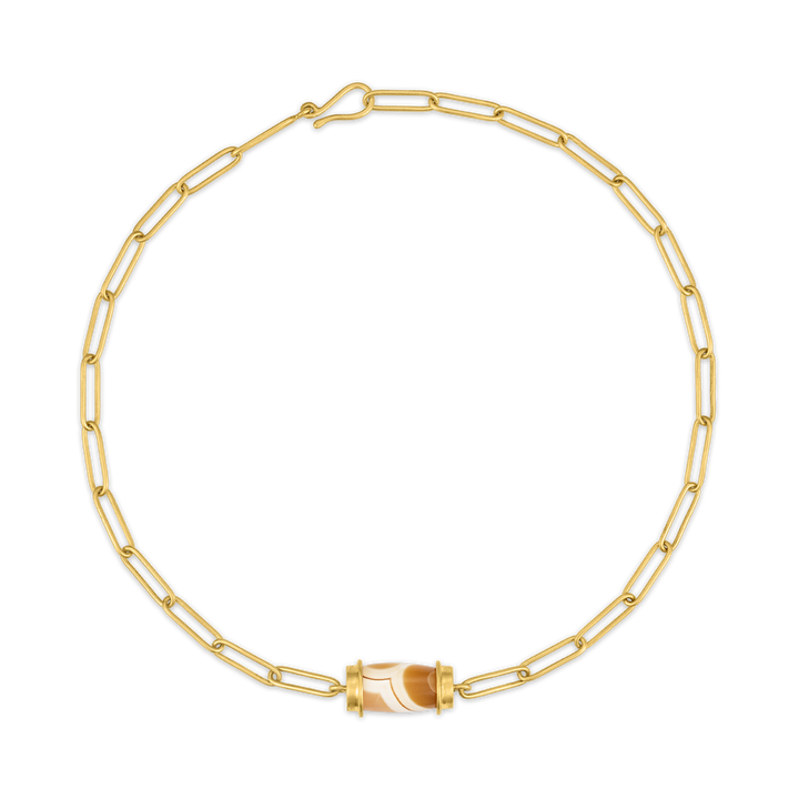 Paperlink Chain with Yellow Agate Drum