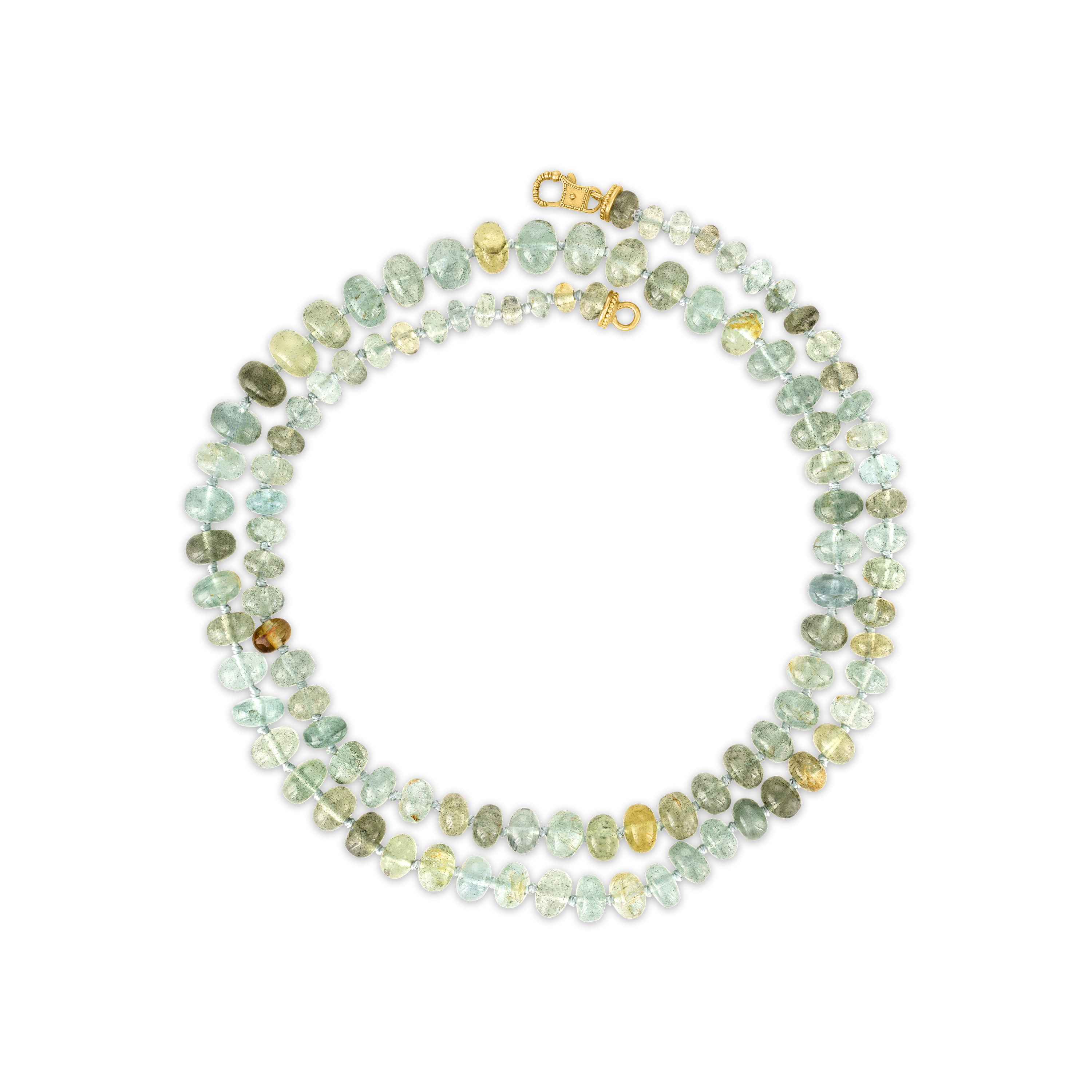 Moss Aquamarine Strand with Fibula Clasp