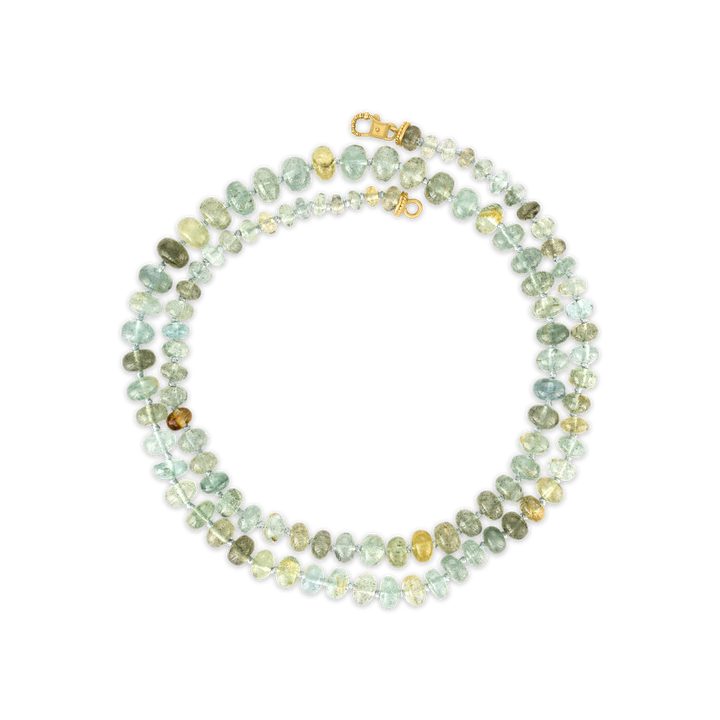 Moss Aquamarine Strand with Fibula Clasp
