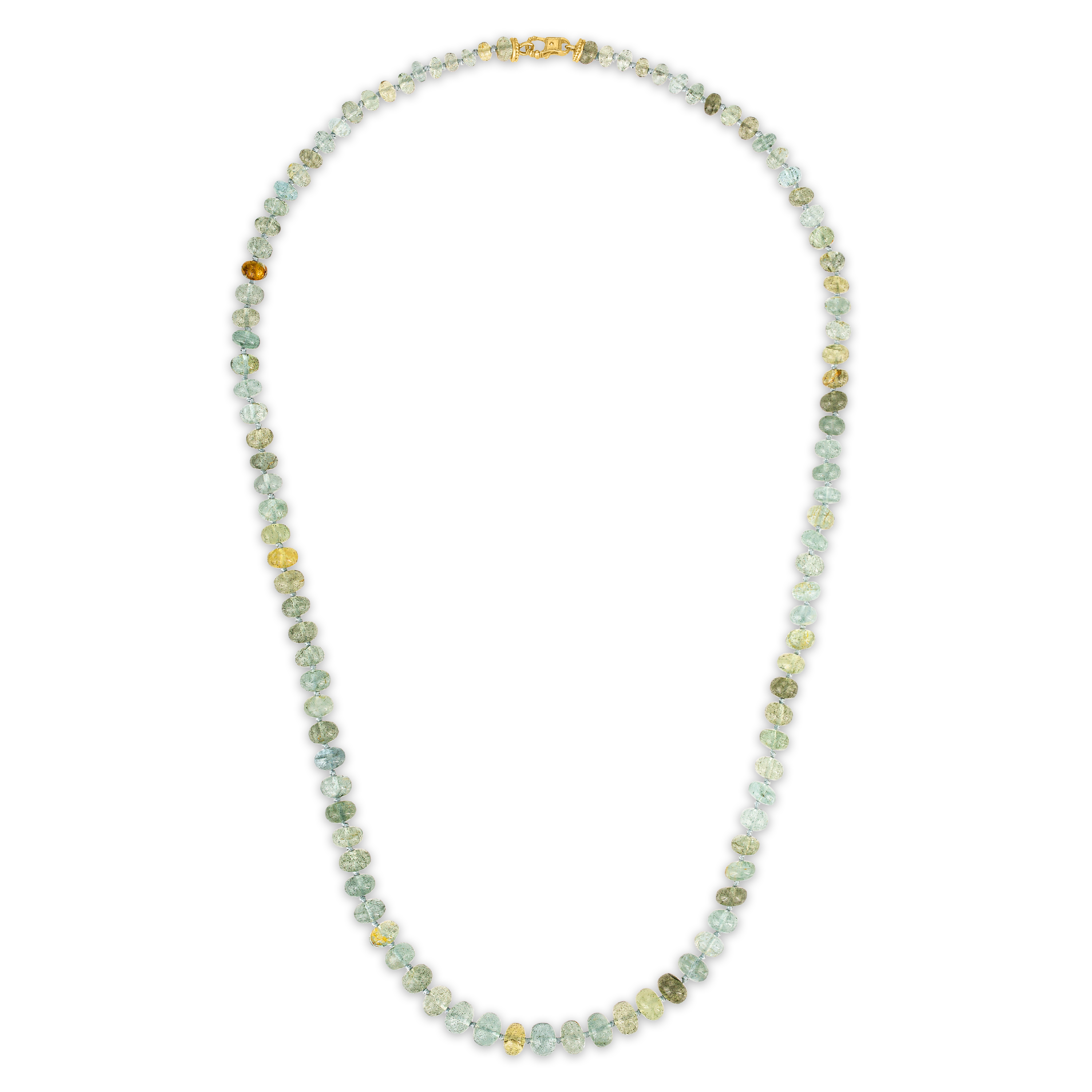 Moss Aquamarine Strand with Fibula Clasp