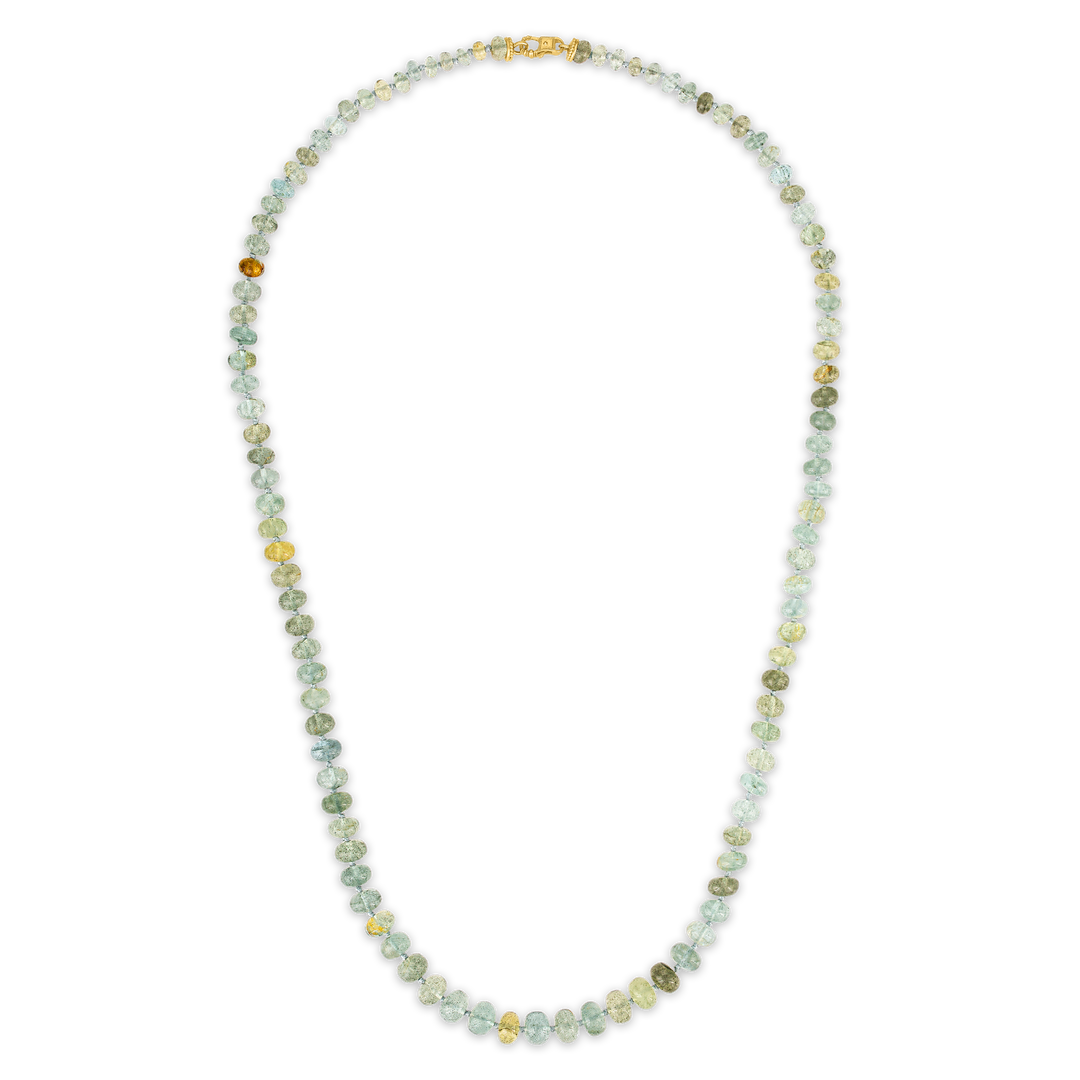 Moss Aquamarine Strand with Fibula Clasp