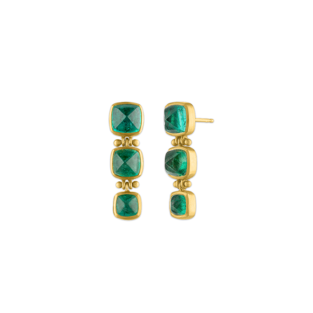 Trio Emerald Hinge Earrings