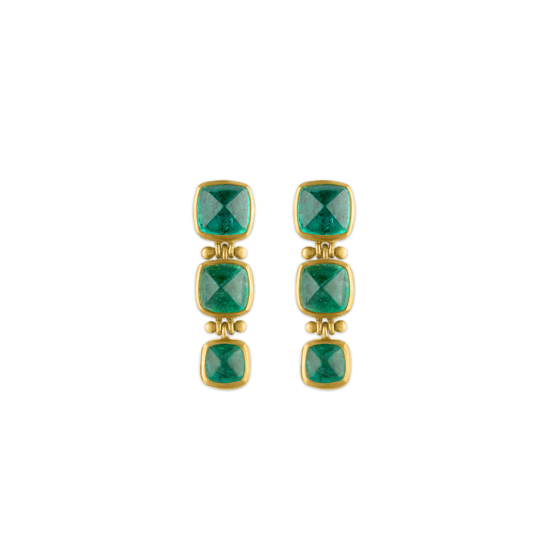 Trio Emerald Hinge Earrings