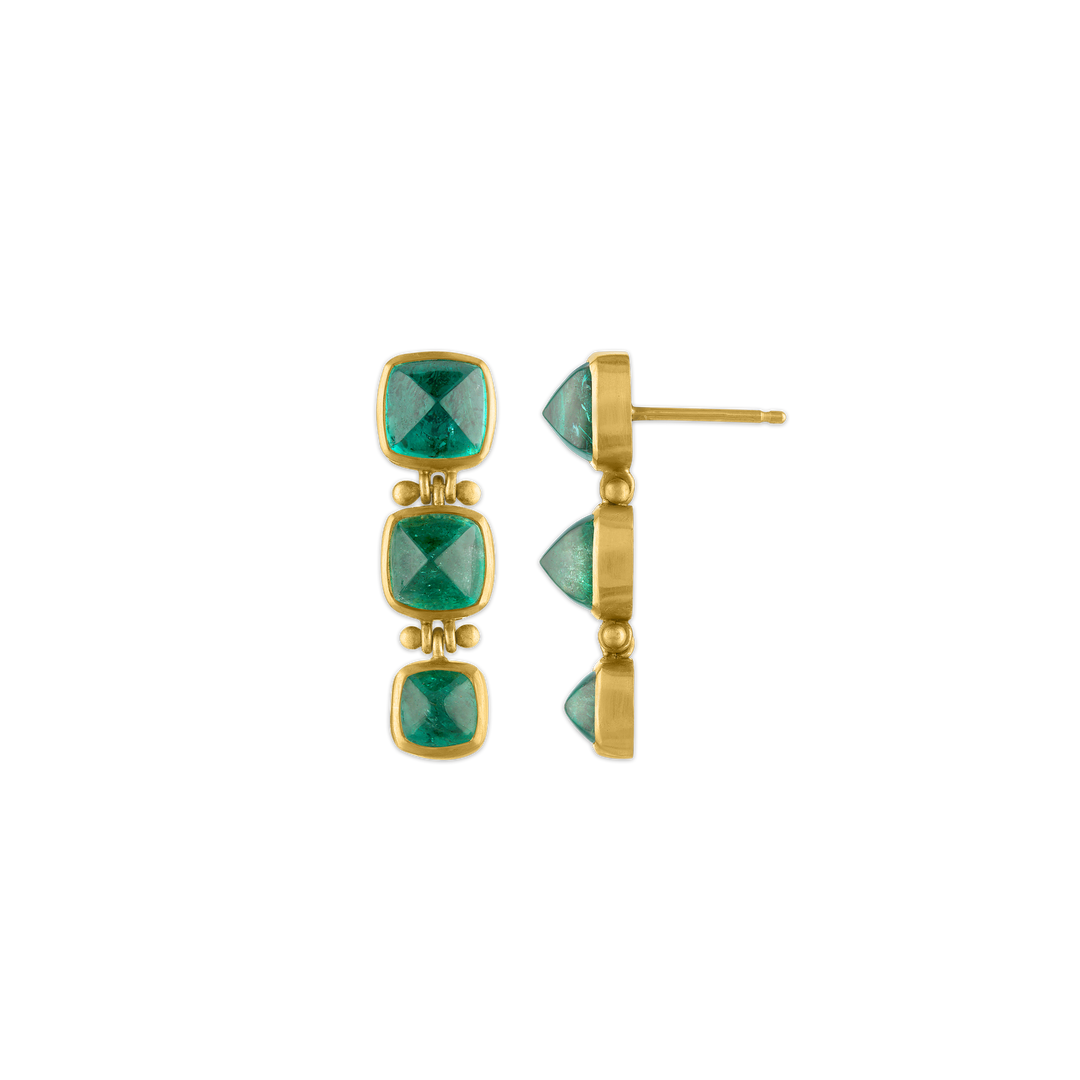 Trio Emerald Hinge Earrings