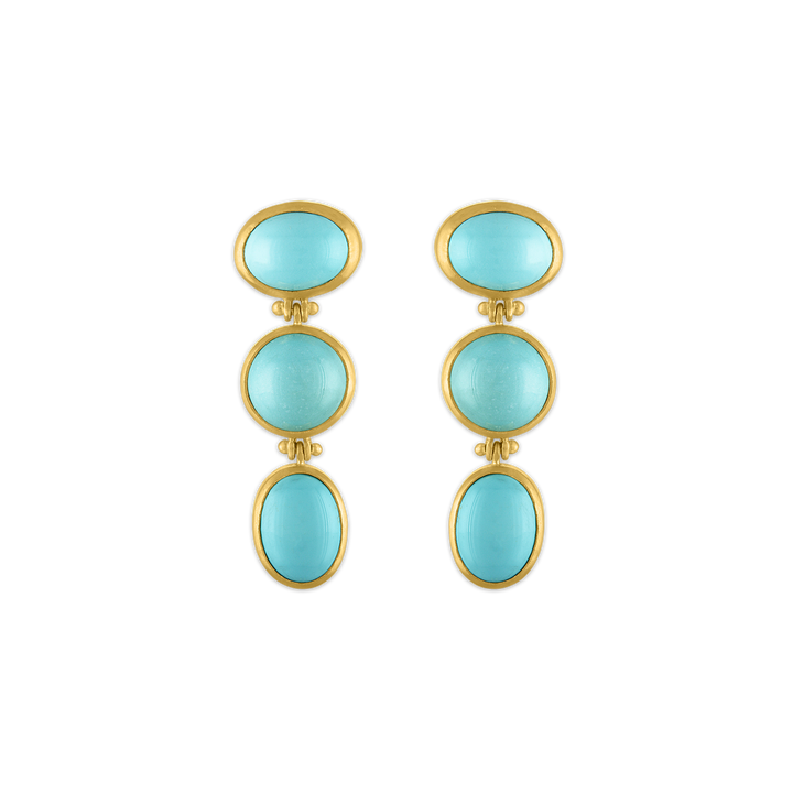 Persian Turquoise Trio Hinge Earrings