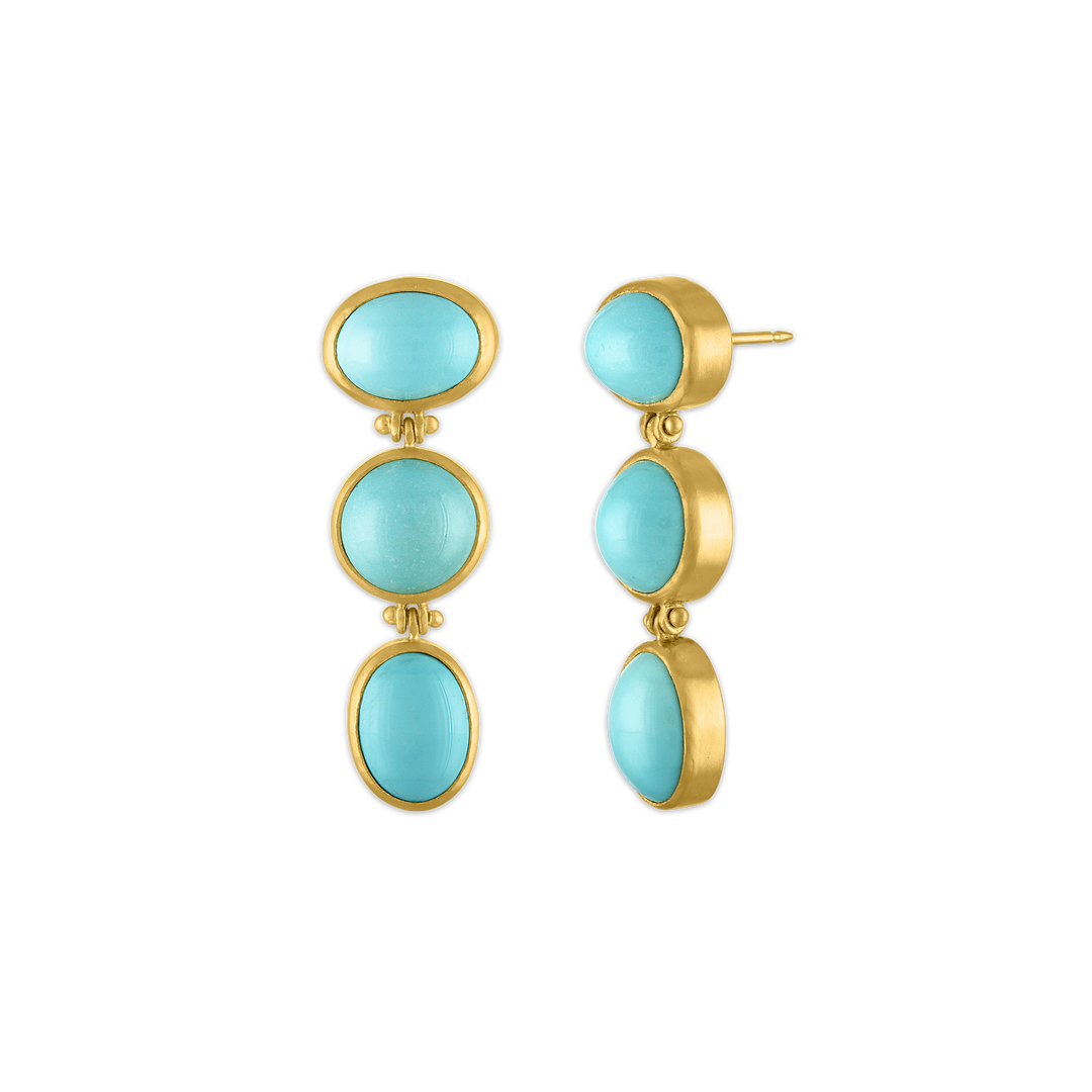Persian Turquoise Trio Hinge Earrings