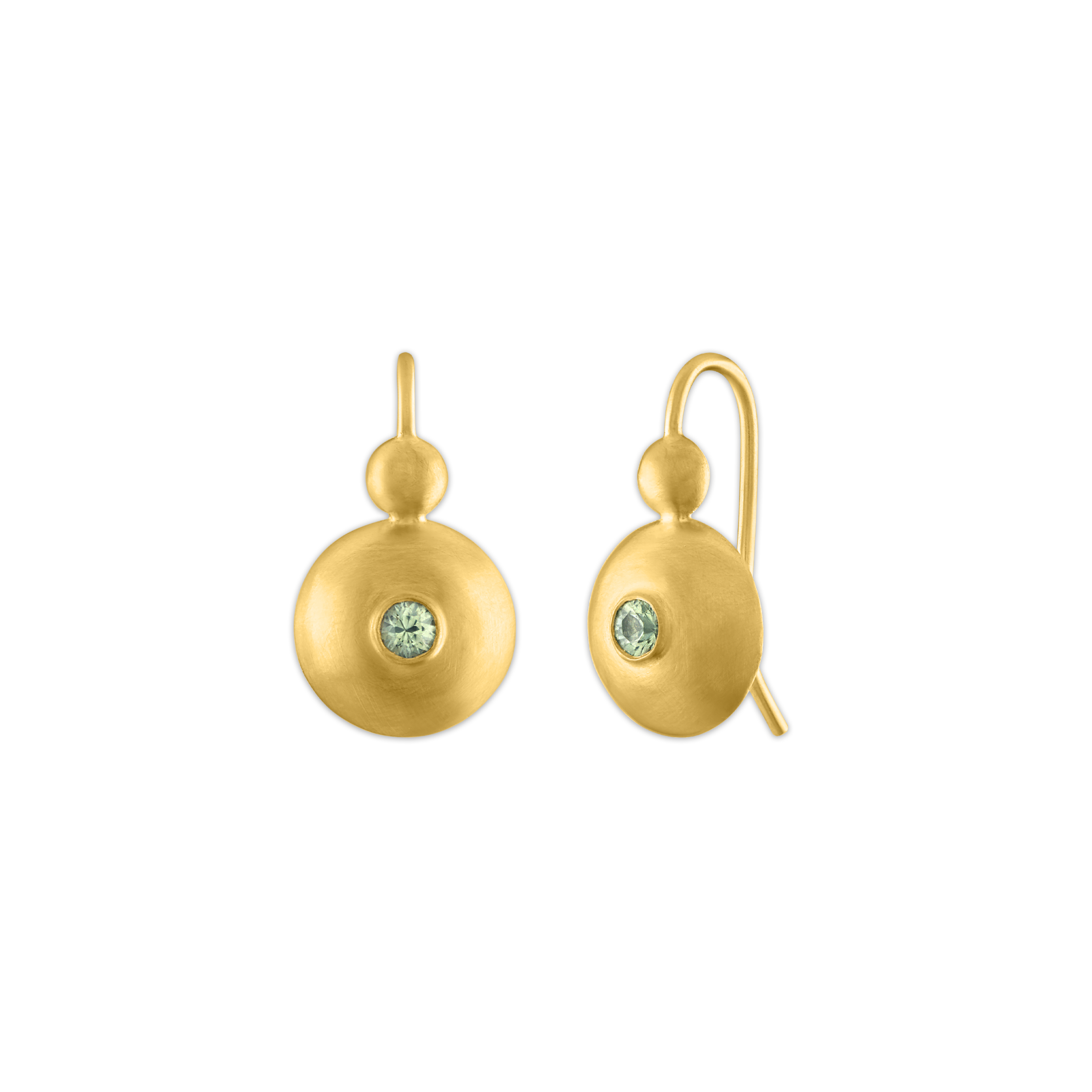 Small Green Sapphire Bulla Hook Earrings