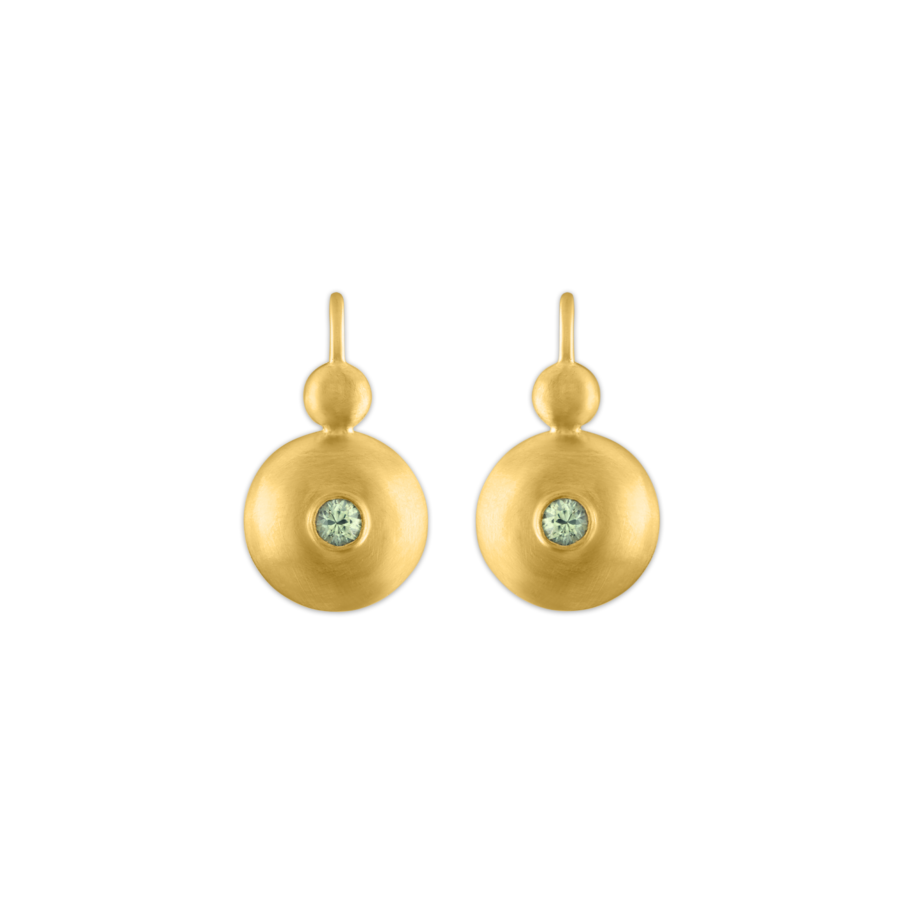 Small Green Sapphire Bulla Hook Earrings