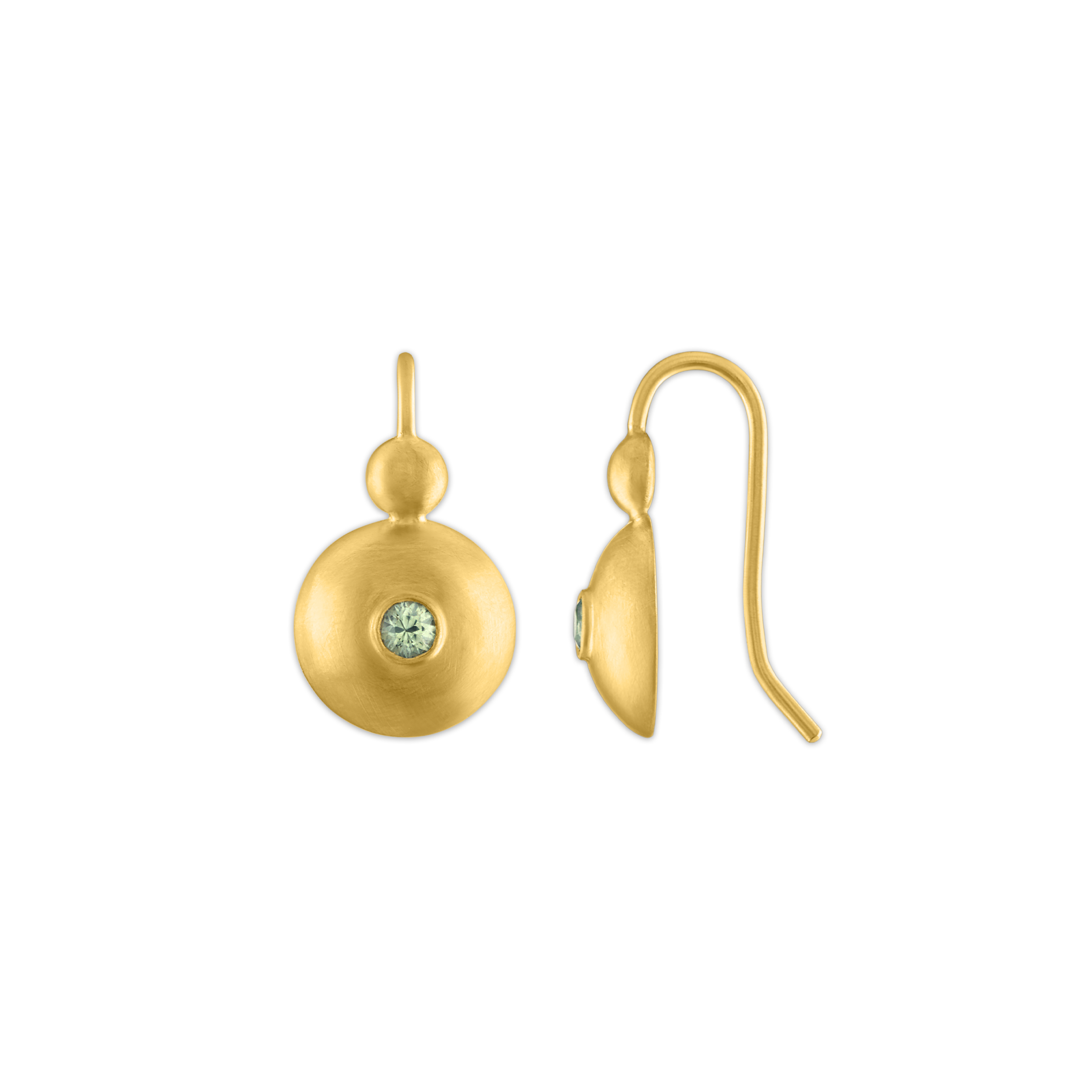 Small Green Sapphire Bulla Hook Earrings