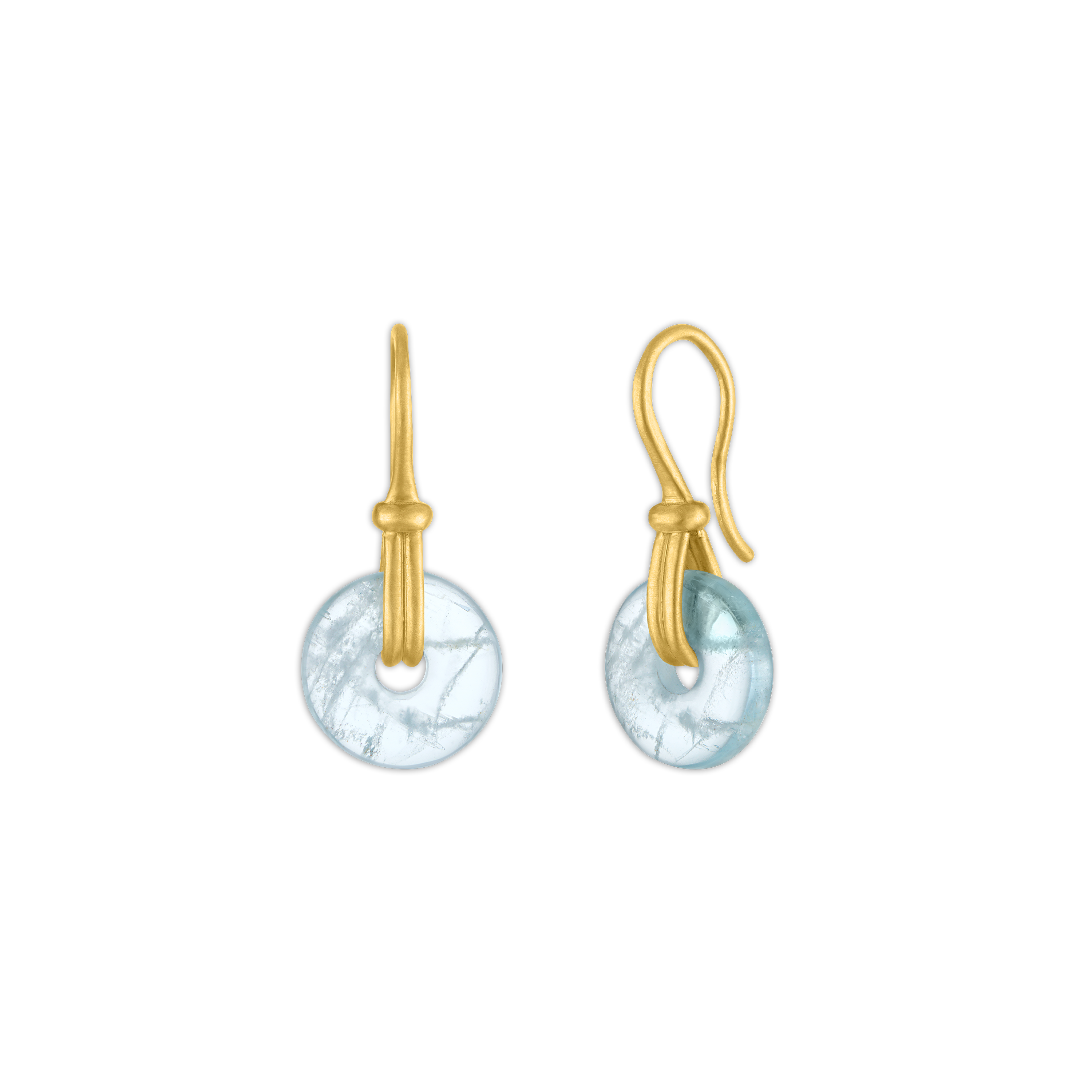 Small Aquamarine Discus Earrings
