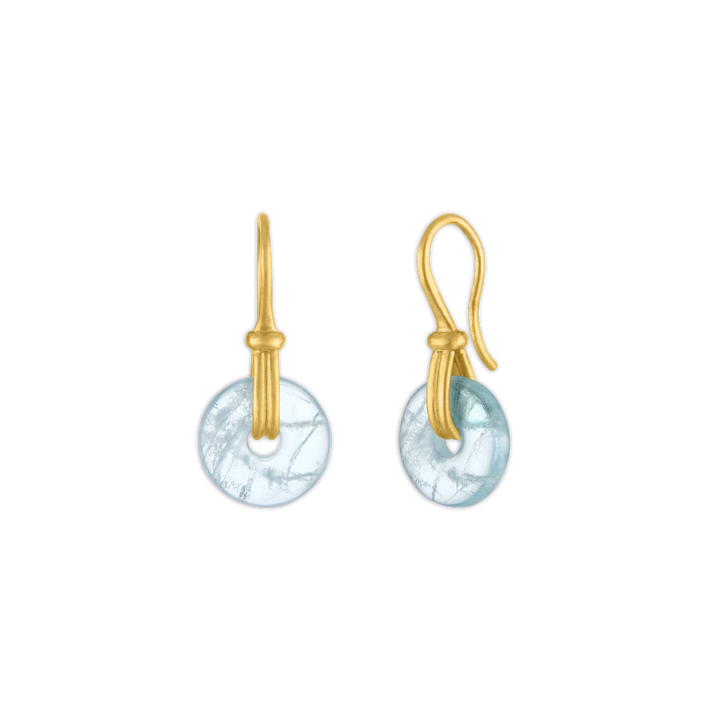 Small Aquamarine Discus Earrings