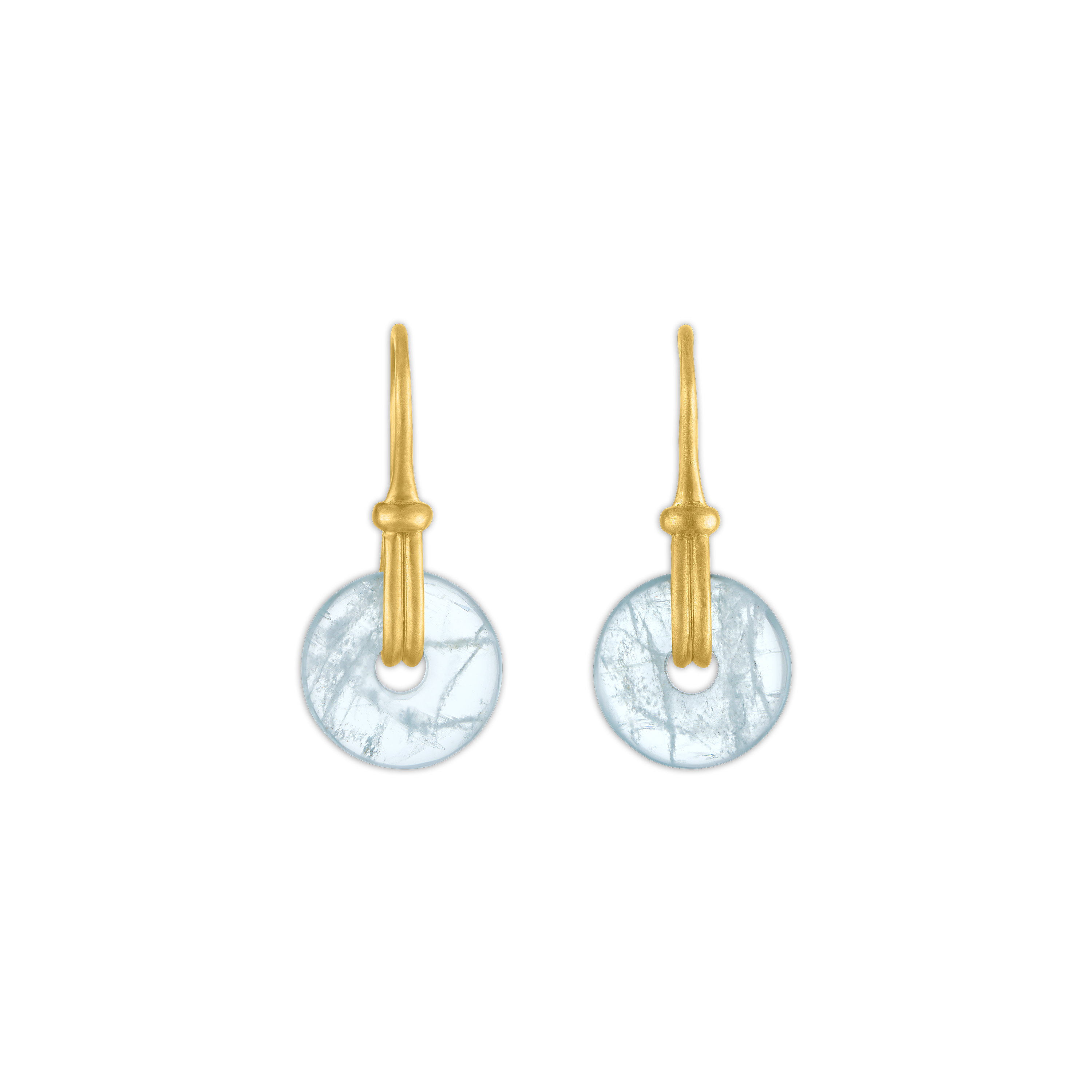 Small Aquamarine Discus Earrings