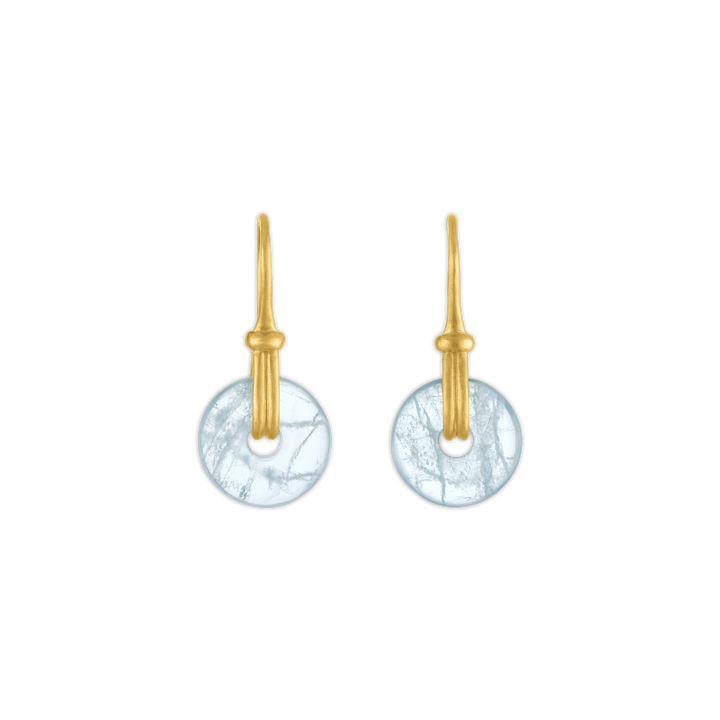 Small Aquamarine Discus Earrings