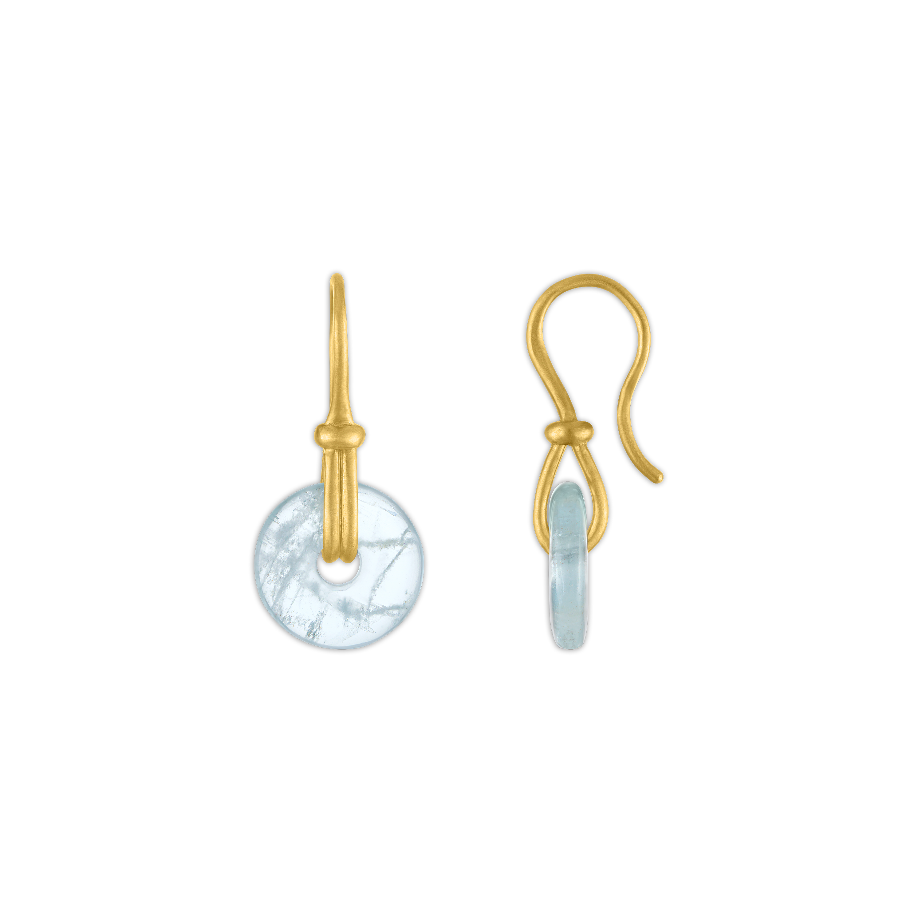 Small Aquamarine Discus Earrings