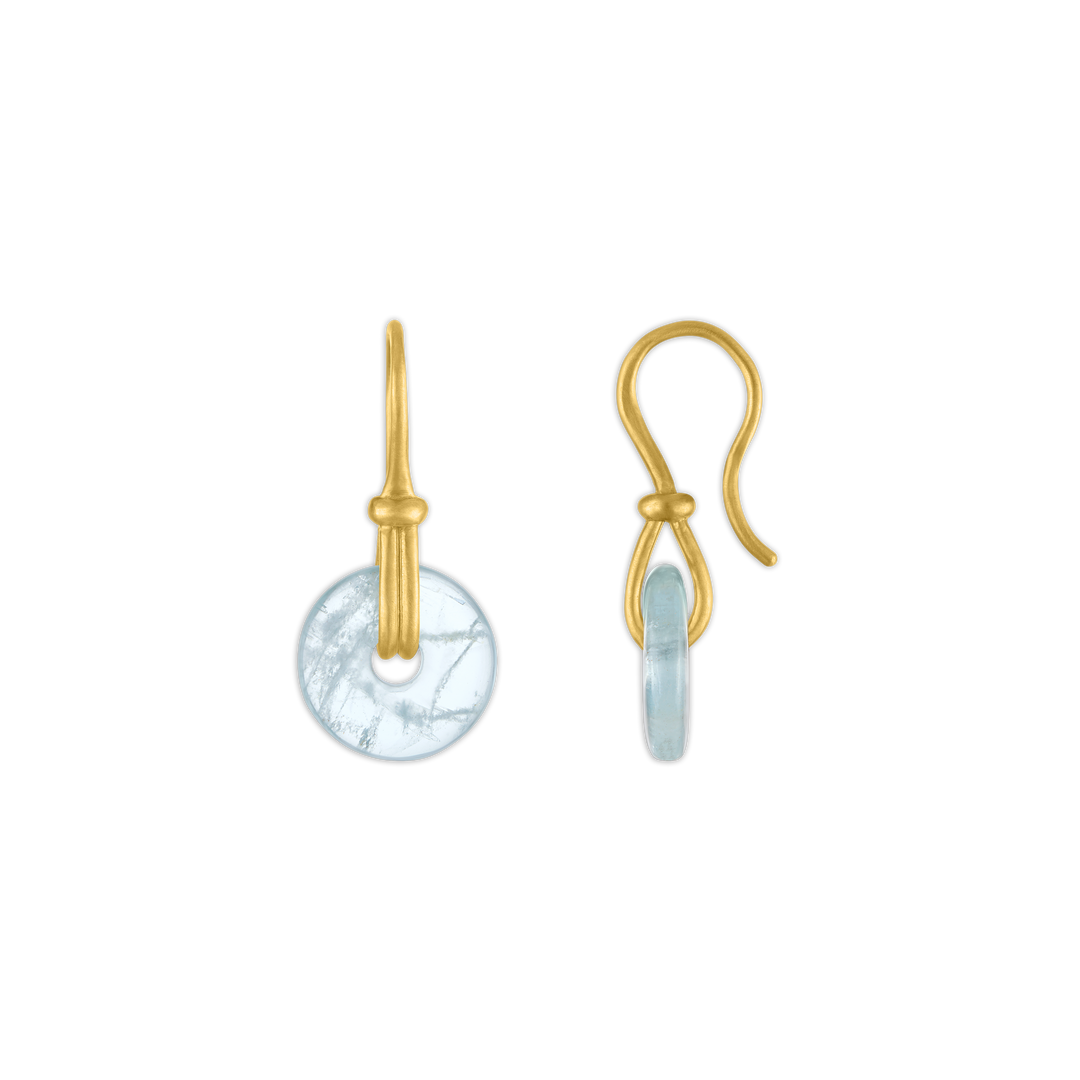 Small Aquamarine Discus Earrings