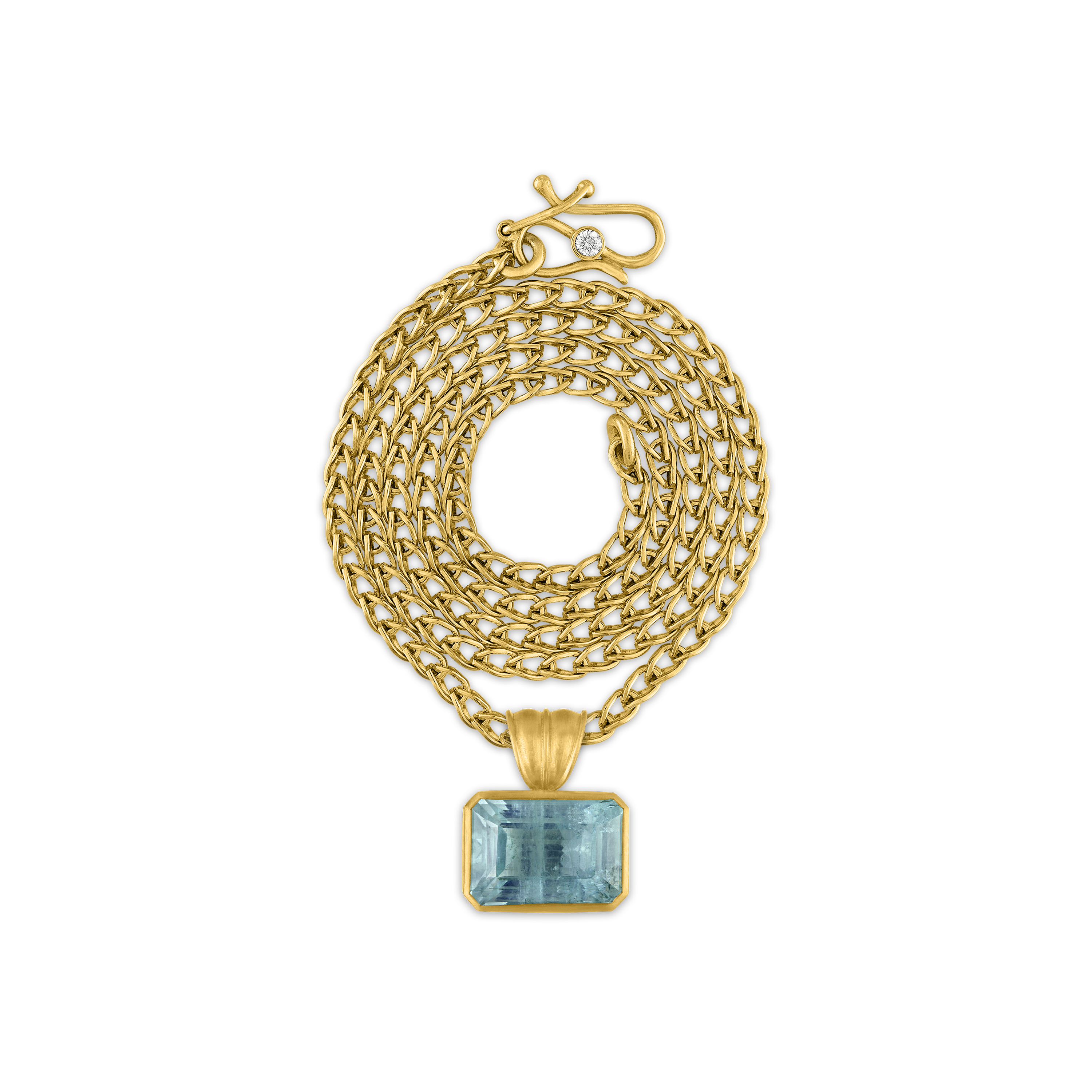 Medium Aquamarine Block Pendant