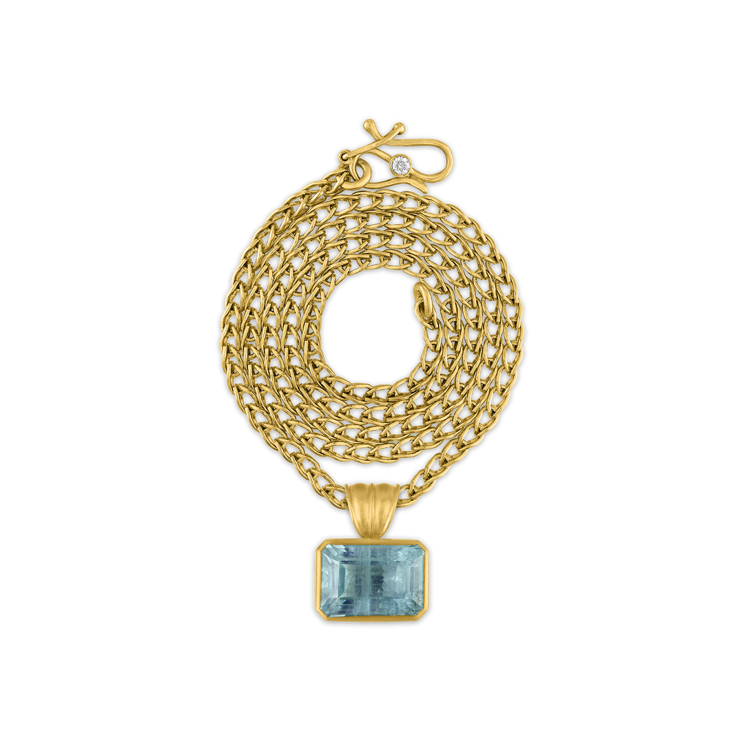 Medium Aquamarine Block Pendant