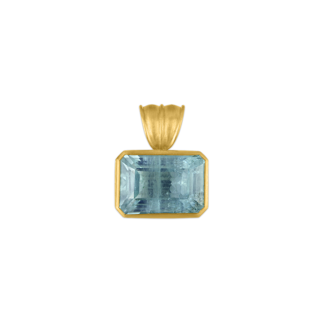 Medium Aquamarine Block Pendant
