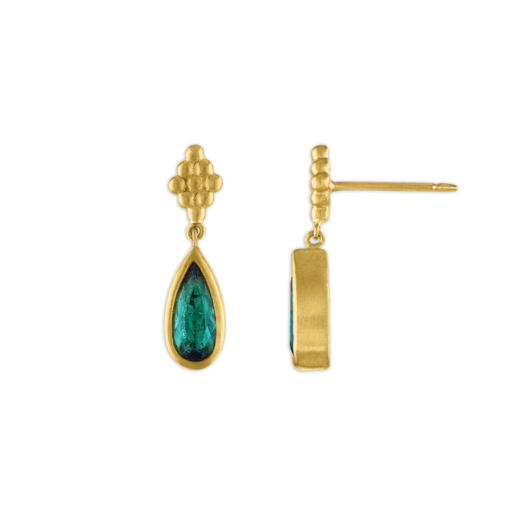 Elongated Small Green Tourmaline Nona Earrings