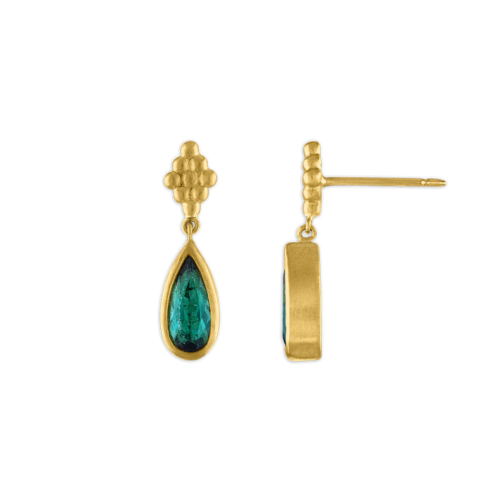 Elongated Small Green Tourmaline Nona Earrings